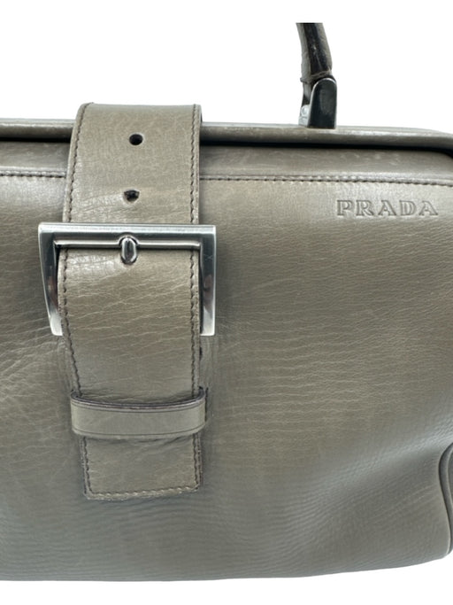 Prada Taupe Leather Silver Hardware Solid Facile Closure hand bag Bag Taupe