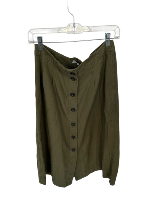 Madewell Size 8 Olive Green Cotton Buttons Midi Skirt Olive Green / 8