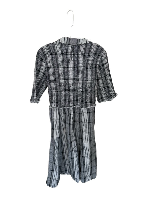 Maeve Size M Black & White Cotton Long Sleeve Plaid Smocked Maxi Dress Black & White / M
