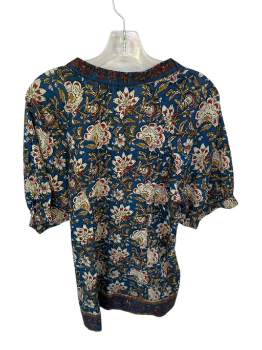 Lola Australia Size M Blue, brown & Red Cotton Floral Button Up Top Blue, brown & Red / M