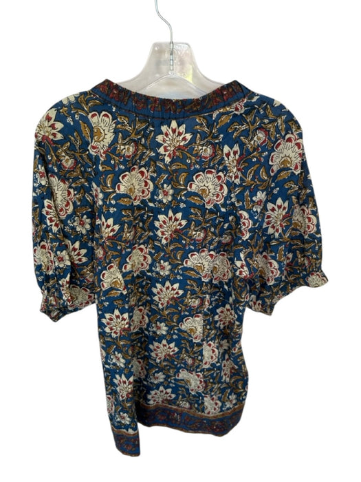 Lola Australia Size M Blue, brown & Red Cotton Floral Button Up Top Blue, brown & Red / M