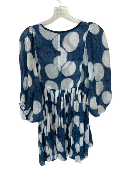 Clara The Label Size XS Navy & white Long Balloon Sleeve Circles V Neck Dress Navy & white / XS