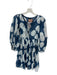 Clara The Label Size XS Navy & white Long Balloon Sleeve Circles V Neck Dress Navy & white / XS