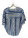 Madewell Size M Blue & White Linen Short Sleeve Collar Striped Split neck Top Blue & White / M