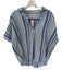 Madewell Size M Blue & White Linen Short Sleeve Collar Striped Split neck Top Blue & White / M