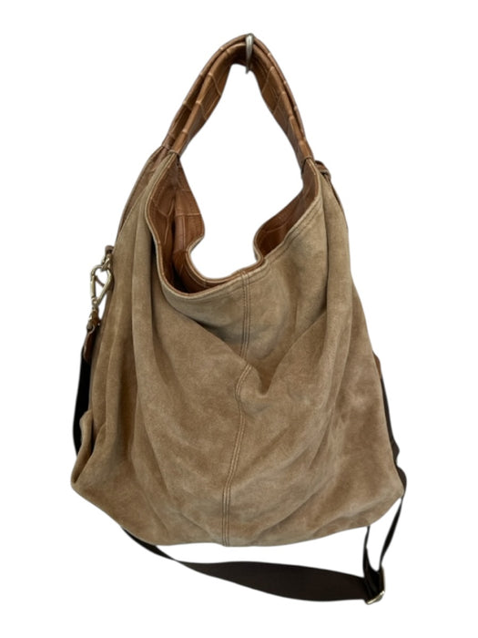 Furla Light Brown Suede Croc Detail Top Handles Bag Light Brown / M