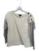 J Crew Size M Cream & Navy Cotton Stripe SLeeve Breast Pocket Long Sleeve Top Cream & Navy / M