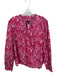 J Crew Size L Pink & White Cotton Flowers Button Up Ruffle collar Top Pink & White / L