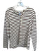 J Crew Size L White & Maroon Cotton Striped Half Button Long Sleeve Top White & Maroon / L
