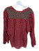 XiRENA Size S Red & Black Cotton Abstract Half Button Long Sleeve Top Red & Black / S