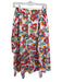 Crosby Size M White & Multi Cotton Flowers Slit Elastic Waist Midi Skirt White & Multi / M