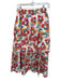 Crosby Size M White & Multi Cotton Flowers Slit Elastic Waist Midi Skirt White & Multi / M
