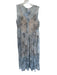 Vince Size XS Grey Silk & Polyester Botanical High Neck Sheer Overlay Midi Dress Grey / XS