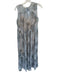 Vince Size XS Grey Silk & Polyester Botanical High Neck Sheer Overlay Midi Dress Grey / XS