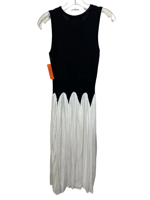 Siempre Size S Black & White Viscose & Nylon Fabric Block Sleeveless Dress