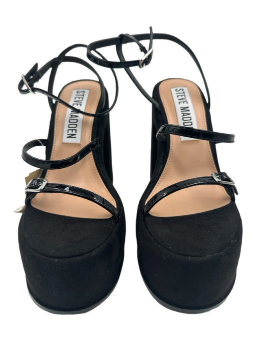 Steve Madden Shoe Size 7.5 Black Suede Patent Accents Platform Sandals Black / 7.5