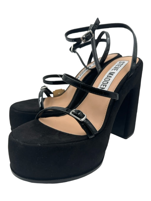 Steve Madden Shoe Size 7.5 Black Suede Patent Accents Platform Sandals Black / 7.5