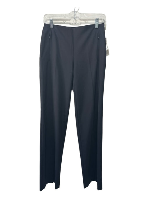 Elie Tahari Size 2 Black Polyester & Wool Blend Zip Pockets Straight Wide Pants Black / 2
