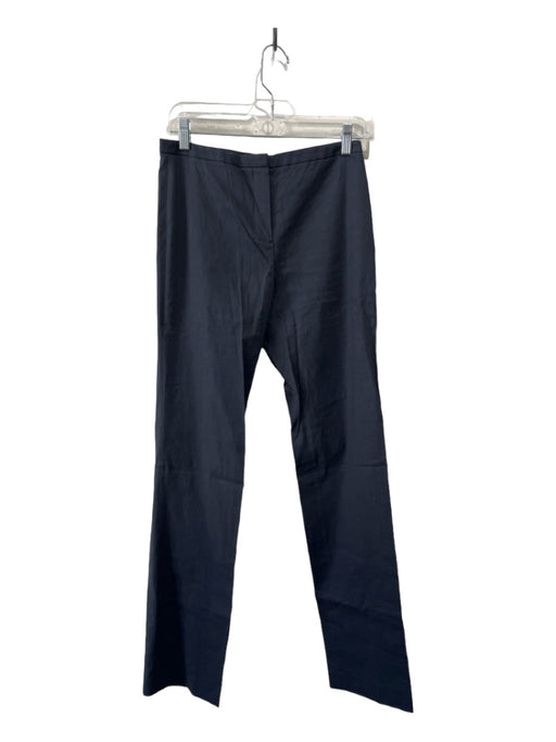 Elie Tahari Size 2 Navy Blue Linen & Viscose Hook & Zip Straight Trouser Pants Navy Blue / 2