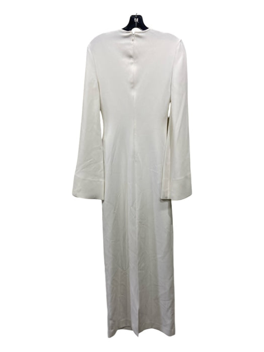 Solace London Size 4/S Ivory White Polyester Crepe Round Neck Back Zip Dress Ivory White / 4/S