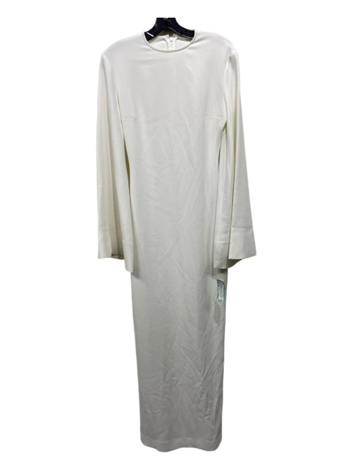 Solace London Size 4/S Ivory White Polyester Crepe Round Neck Back Zip Dress Ivory White / 4/S