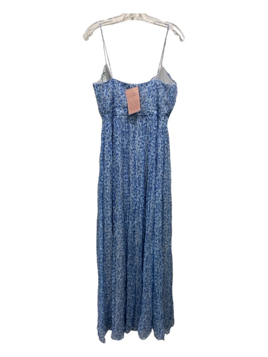 Sachin + Babi Size 4 Blue Print Viscose Floral Spaghetti Strap Maxi Dress Blue Print / 4