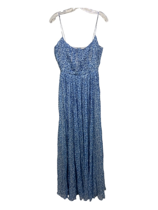 Sachin + Babi Size 4 Blue Print Viscose Floral Spaghetti Strap Maxi Dress Blue Print / 4