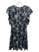 Rebecca Taylor Size 2 Black Print Silk & Viscose V Neck Cap Sleeve Dress Black Print / 2