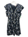 Rebecca Taylor Size 2 Black Print Silk & Viscose V Neck Cap Sleeve Dress Black Print / 2