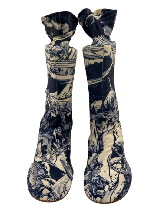 Neous Shoe Size 36 Blue & White Nylon round toe Dinosaur Sock Ankle Booties Blue & White / 36