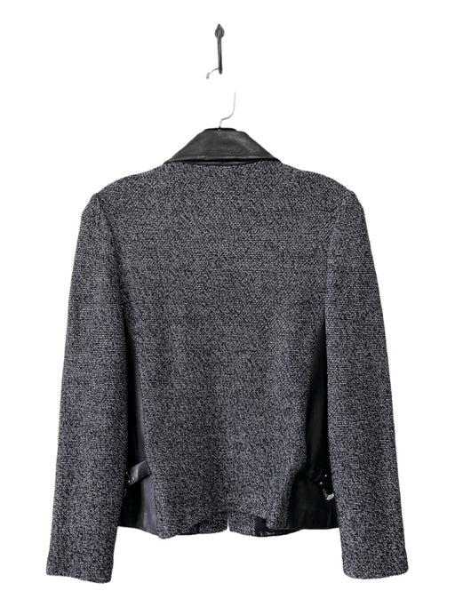 St John Collection Size 4 Black & White Wool & leather Heathered Jacket Black & White / 4