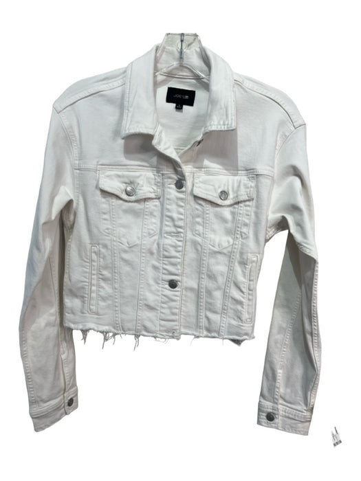 Joe's Size S White Cotton Denim Stretch Long Sleeve Cut Off Button Down Jacket White / S