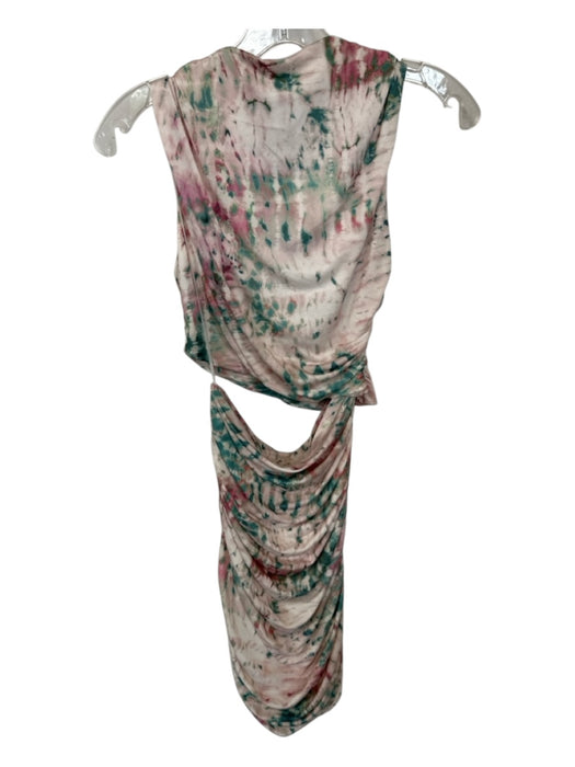 Zara Size XS Green & Pink Polyester Sleeveless Tie Dye Cut Outs Dress Green & Pink / XS
