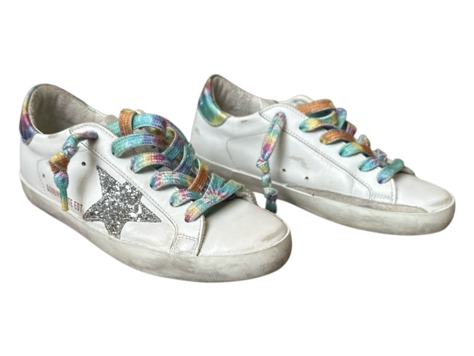 Golden Goose Shoe Size 35 White & Multi Leather Tie Dye Glitter Sneakers White & Multi / 35