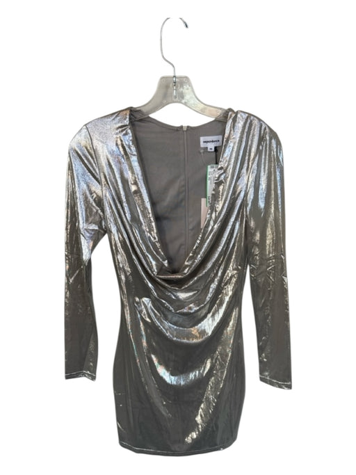 Superdown Size XS Silver Polyester Blend Long Sleeve Cowl Neck Metallic Dress Silver / XS