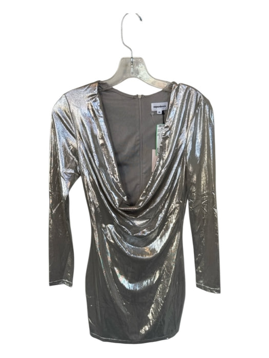 Superdown Size XS Silver Polyester Blend Long Sleeve Cowl Neck Metallic Dress Silver / XS