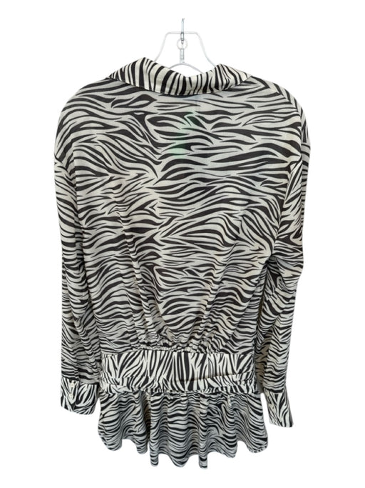 Lioness Size S Cream & Brown Polyester Long Sleeve Zebra Print Side Zip Dress Cream & Brown / S
