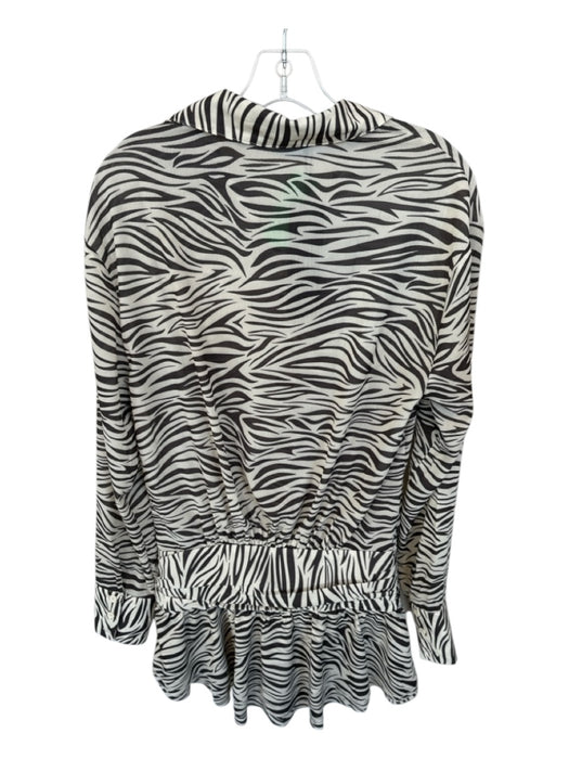 Lioness Size S Cream & Brown Polyester Long Sleeve Zebra Print Side Zip Dress Cream & Brown / S