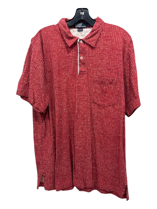Polo Size L Red & Yellow Cotton Blend Micro Polo Men's Short Sleeve L