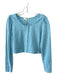 Loveshackfancy Size S Blue Cotton Button Front Pointelle Long Sleeve Crop Top Blue / S