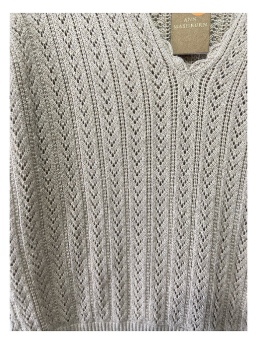 Ann Mashburn Size XS Beige Cotton Blend V Neck Crochet 3/4 Sleeve Top Beige / XS