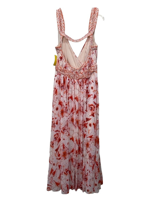 Badgley Mischka Size 14 Pink & Multi Polyester Sleeveless Back Zip Dress Pink & Multi / 14