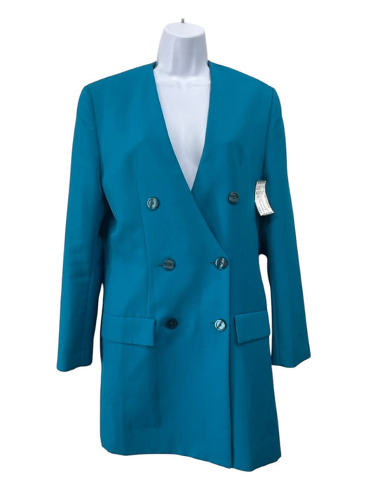 Balenciaga Size 36 Teal Polyester Double Breast Blazer Jacket Teal / 36