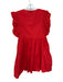 English Factory Size M Red Cotton Flutter Sleeves Tiered Skirt Mini Dress Red / M