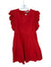 English Factory Size M Red Cotton Flutter Sleeves Tiered Skirt Mini Dress Red / M