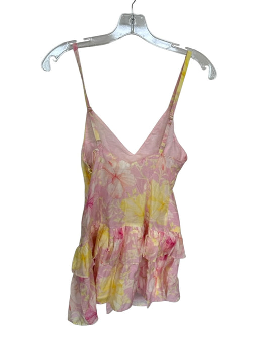 Loveshackfancy Size 00 Pink & Yellow Cotton & Silk Spaghetti Strap Ruffles Dress Pink & Yellow / 00