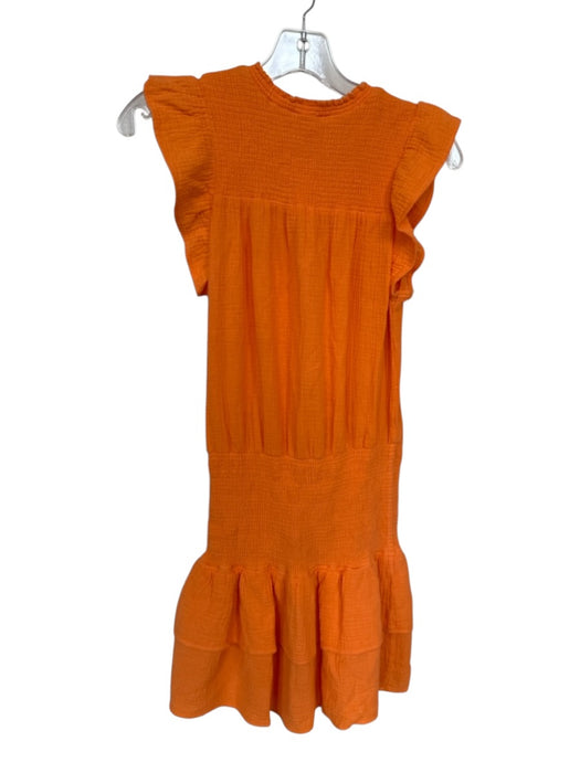 Sundays Size S Orange Cotton Smocked Waist Band Flutter Sleeve Mini Dress Orange / S