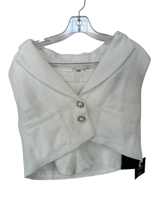 Lulus Size L White Shell Mini Sleeves Button up Short Set White / L