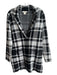 Christian Siriano Size S Black & Cream Rayon Blend Plaid Single Button Cardigan Black & Cream / S