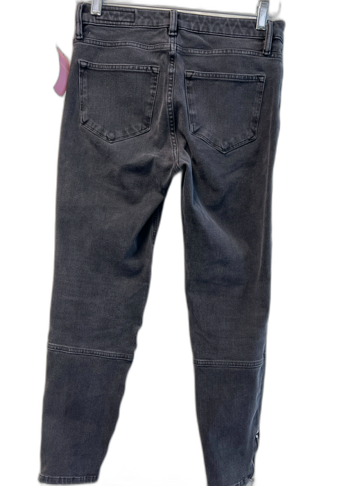 ALLSAINTS Size 28 Black Cotton Blend Stretch Moto Zipper Detail Biker Jeans Black / 28